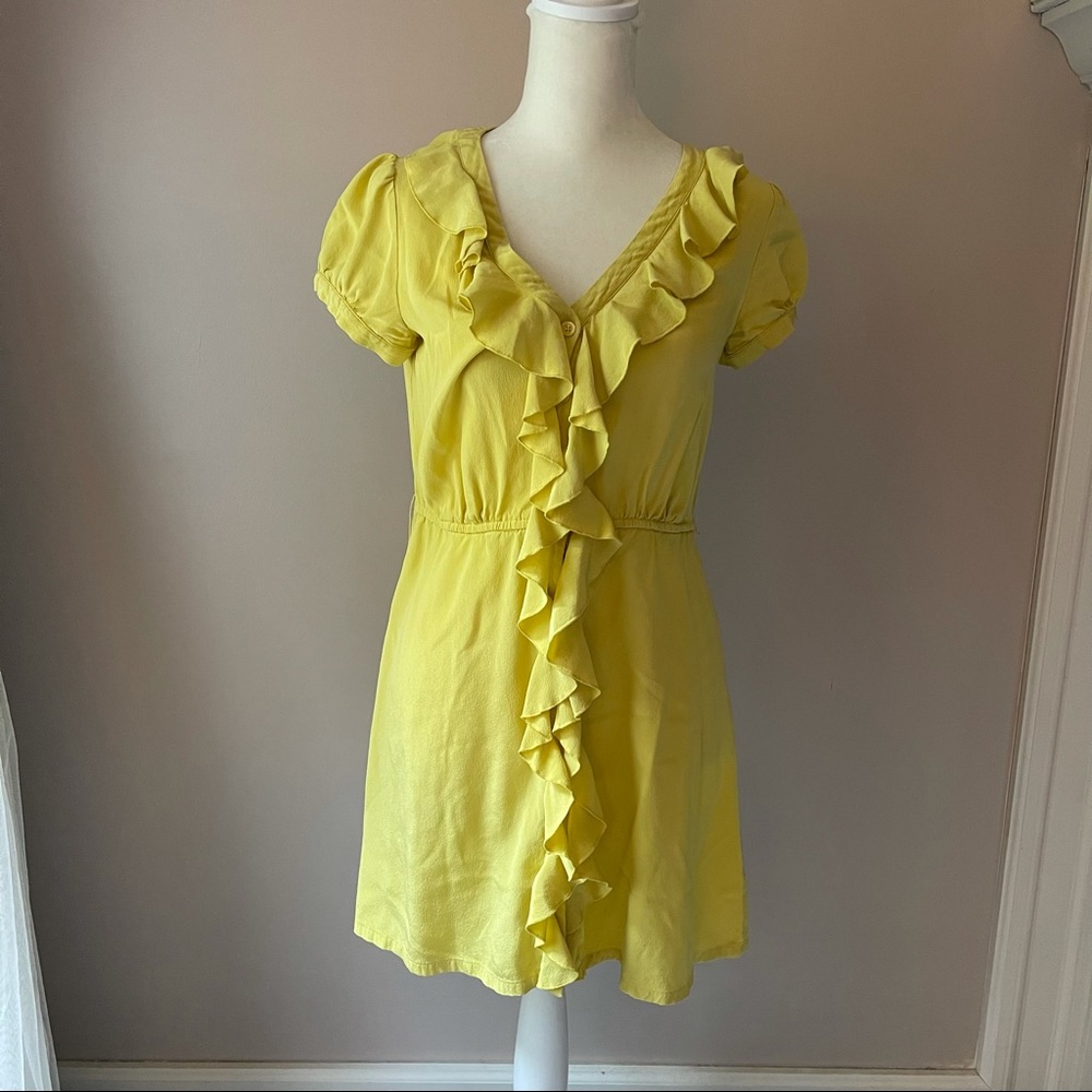 Inc Yellow Ruffle Tunic - size 2 - SILK - Picture 3 of 9